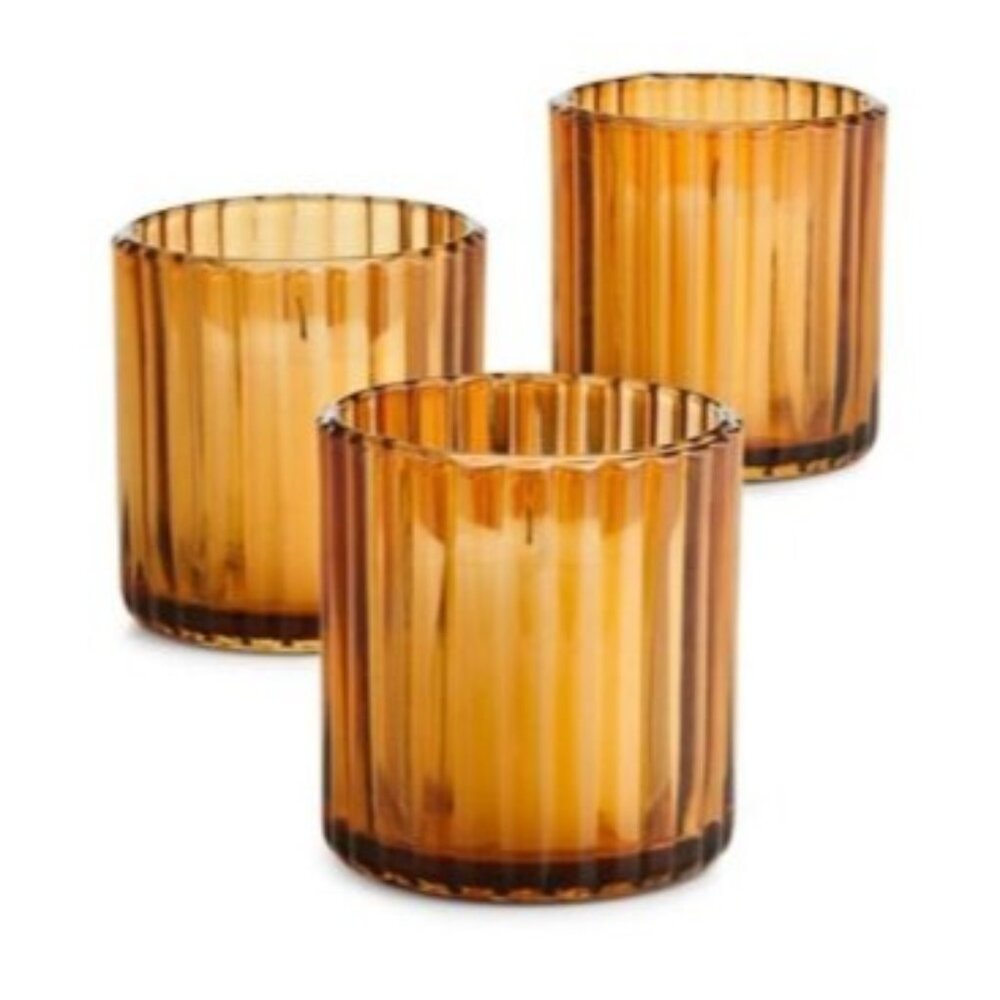 Martha Stewart Collection Glass LED Candle Holder Set Of 3 Brown Size OS NWB